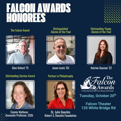 The Nashville State Community College Foundation celebrated exceptional alumni and community partners at the 4th annual Falcon Awards on October 20, 2026.