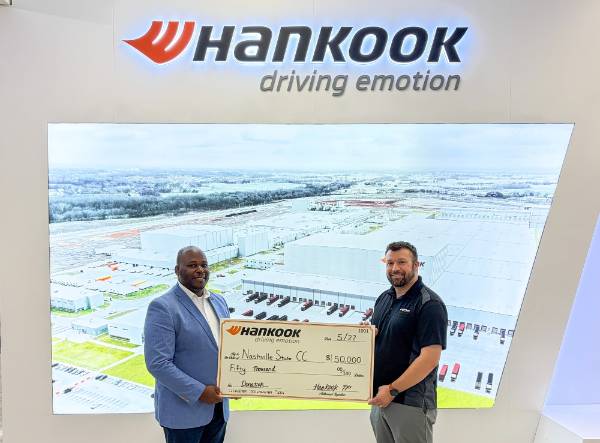 Hankook Tire Manufacturing’s Clarksville plant presented a $50,000 check to the Nashville State Community College Foundation.