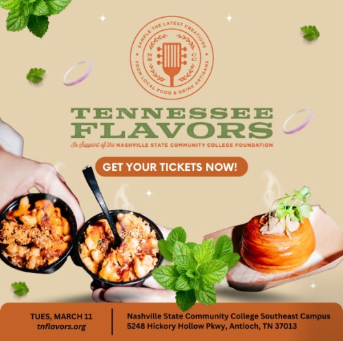 Local and regional food and beverage artisans are coming together for the 13th annual Tennessee Flavors on Tuesday, March 11, on the Southeast campus of Nashville State Community College.